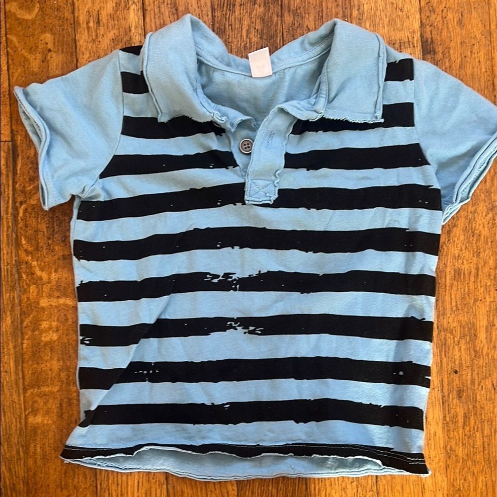 Blue and Black Striped Kids Polo Shirt